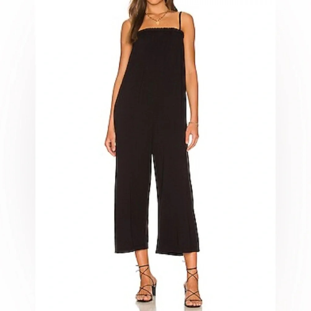 Sundry Spaghetti Strap Elastic Jumpsuit Jersey Black Sz 2 /medium